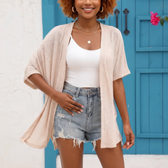 Short-sleeved casual solid coat