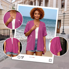 Short-sleeved casual solid coat