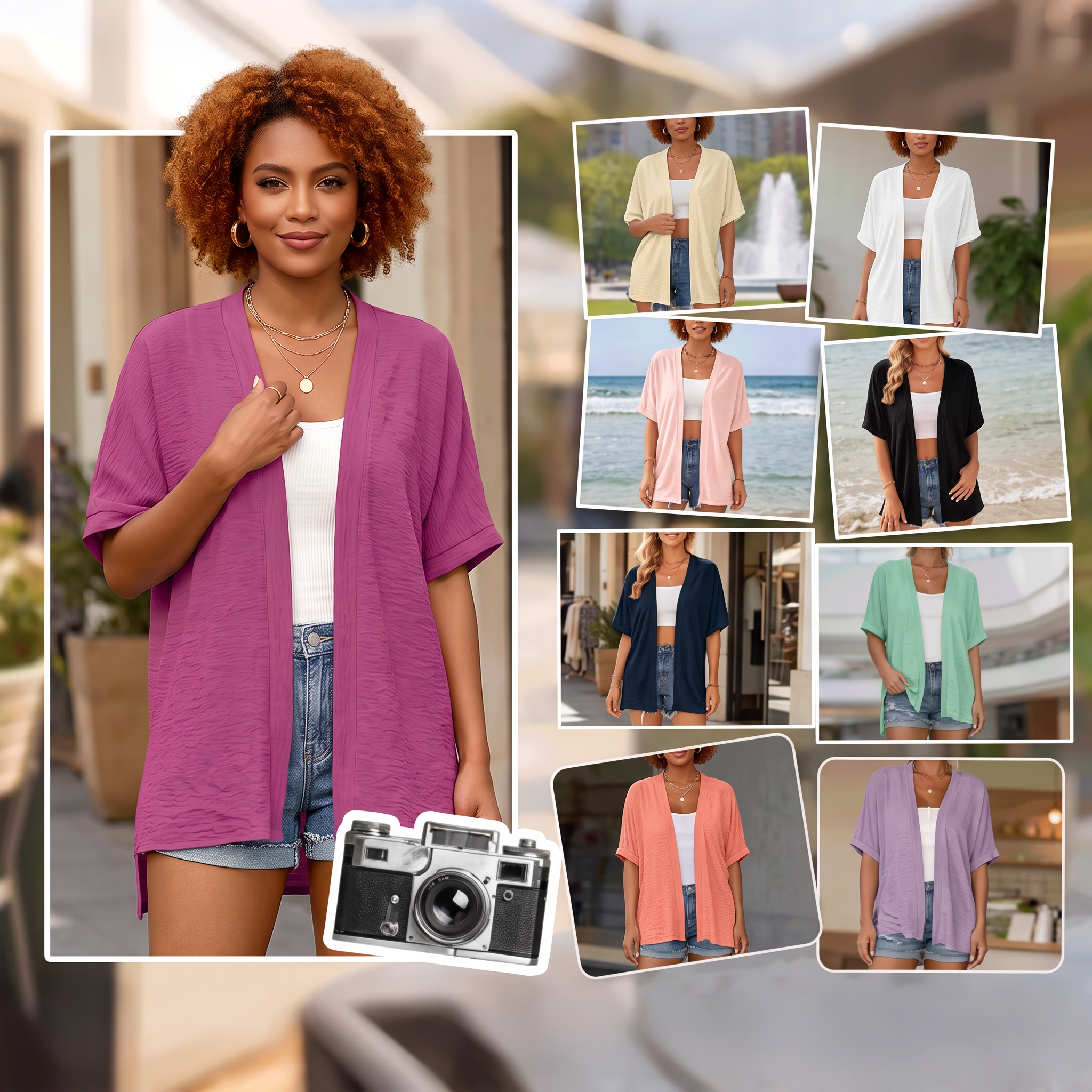 Short-sleeved casual solid coat